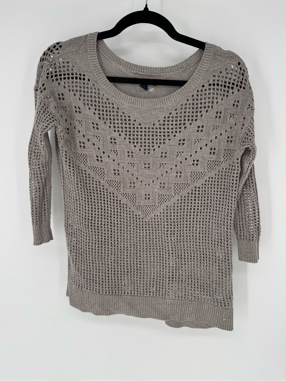 American Eagle Outfitters Open-Knit Scoop Neck Sweater in Taupe